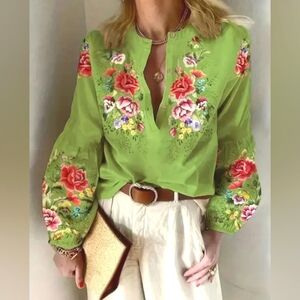 Lovely Lime Green Floral Top